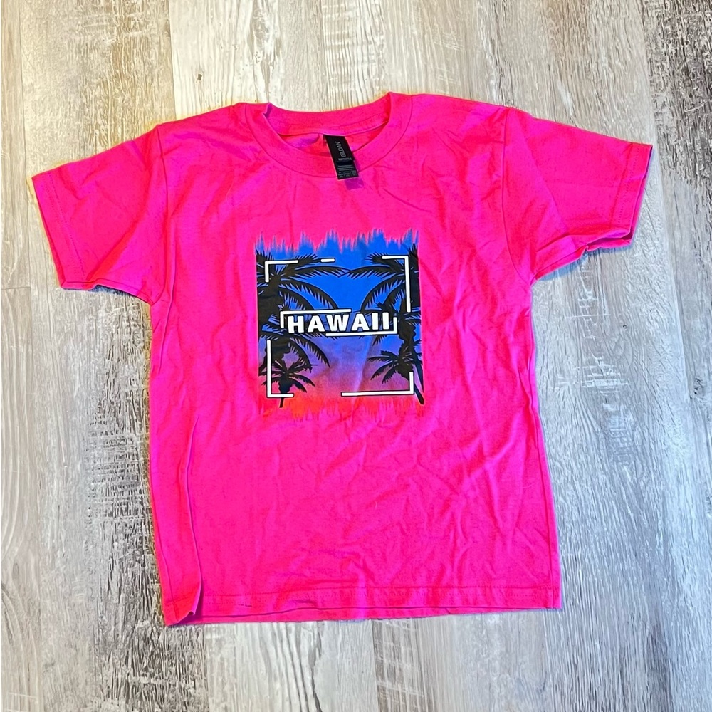Gildan Hawaii Graphic Kids T-Shirt - Bright Pink